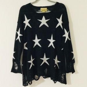 Wildfox “Seeing Stars” Lennon Sweater—Clean Black